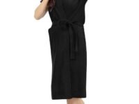 Everyday Micro Terry Free Size Unisex Bathrobe with 1 Front Pocket Super Soft and Cozy (Black)