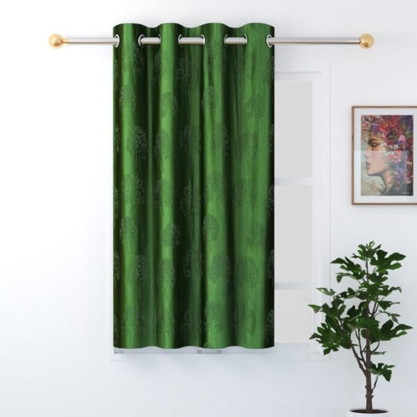FRESH FROM LOOM Window Blackout Curtains 5 Feet Long,High Tenacity Yarn Polyester Grommet Punch Curtains,Premium Screens for Home Office,Prada for Living Room Bedroom,Dust Repellent(Green,1pc Only)