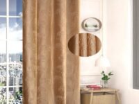 FRESH FROM LOOM Window Floral Room Darkening Curtains 5 Feet Long,High Tenacity Yarn Polyester Grommet Punch Premium Screens for Home Office,Prada for Living Room Bedroom,Dust Repellent(Golden,1pc)
