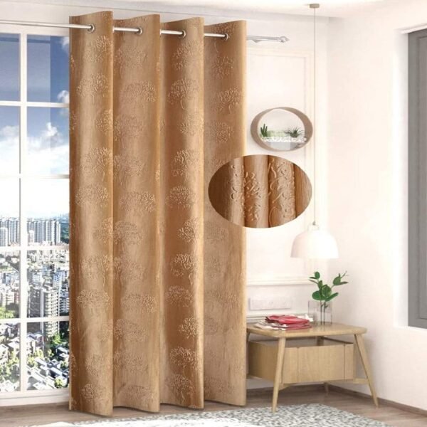FRESH FROM LOOM Window Floral Room Darkening Curtains 5 Feet Long,High Tenacity Yarn Polyester Grommet Punch Premium Screens for Home Office,Prada for Living Room Bedroom,Dust Repellent(Golden,1pc)