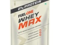 FUELONE Whey Max Protein Blend, Mango, 1kg (2.2lbs) | 27g Protein Per Scoop | 5.46g BCAA, 3.95g Glutamic Acid