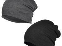 FabSeasons Cotton Slouchy Beanie and Skull Cap for Summer, Winter, Autumn & Spring Season. Combo Pack of 2 (Black, Dark Gray)