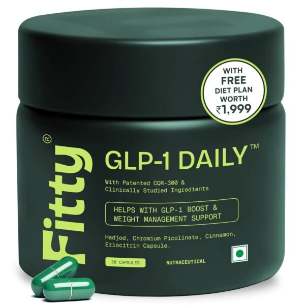 Fitty GLP-1 Daily | Supports Weight Loss | Reduces Hunger & Supports Fat Loss | 100% Natural & Plant-Based | Metabolism Boost & Balanced Blood Sugar Levels | For Men & Women | 30 Capsules