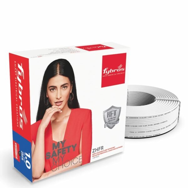 Fybros Zero Halogen Flame Retardant 1 Sq Mm Wire| ZHFR White Electrical Wires & Cables| Cables For wiring | 1 Sq Mm White wire 90 meter| Industrial Wire Cable| Electrical Wire