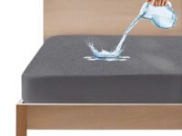 GADDA CO 100% Waterproof Premium Cotton Feel Mattress Protector King Size 78x72 Inch|Ultra Soft Breathable & Fitted Bed Protector Terry Cover Double Bed (6.5x6 feet, Fits 10 Inches, Grey)