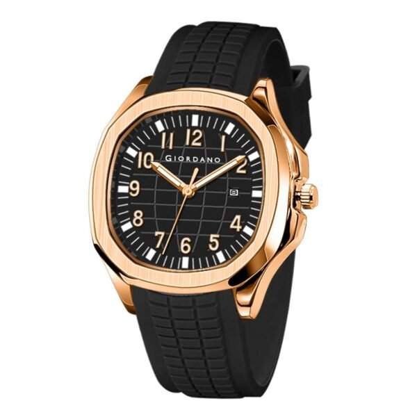 GIORDANO Analog Watch for Men – Textured Dial, Stainless Steel Strap, Date Display, Quartz Movement, Water Resistant
