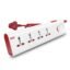 GM 3060 Extension Board 10Amp Output 250 Volts with 2 Mtr Extension Cord & Surge Protector | Master Switch, Safety Shutter, 4 International Sockets | Multi Plug Travel Adapter for Home Appliances