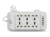 GM G+ ConnectX 8-in-1 Powerstrip 2500W with 6 Universal Sockets, 4 USB Ports + 2 Type-C, 2M Heavy Cable, Master Switch, Safely Power Phones, Laptops, and Other Appliances