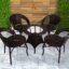 Garden Patio Seating Chair and Table Set Balcony Outdoor Furniture with 1 Tables and 4 Chair Set (Brown), ?Rattan & Wicker, 63 Cm, 63 Cm