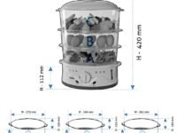 Glen Elecrtric Food Steamer 900w with 60 Minute Timer, 3 Food Grade Containers - White (3052)