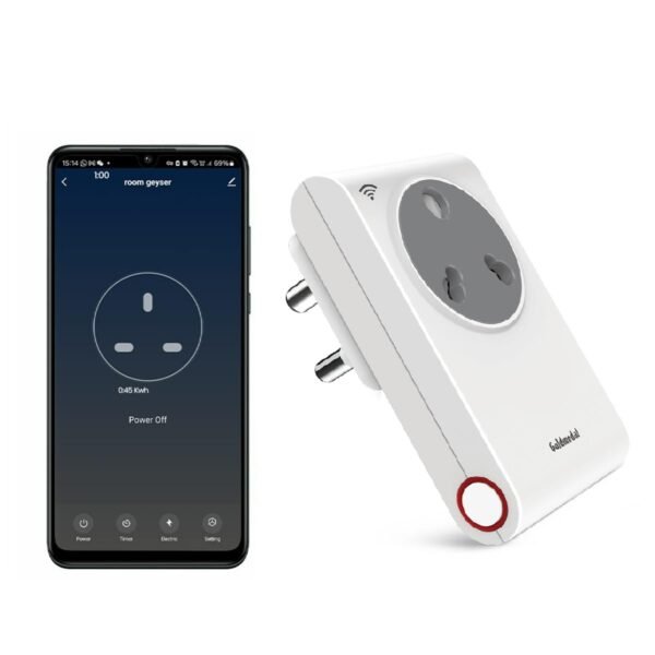 Goldmedal 16A Wi-Fi Smart Plug with Energy Monitoring | Suitable for Large Appliances like Geysers, Microwave Ovens & Air Conditioners | Voice Control with Alexa & Google Assistant | White