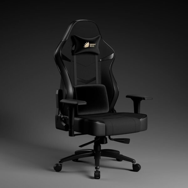 Green Soul Monster Ultimate Series S | Multi-Functional Ergonomic Gaming & Office Chair| Premium Spandex & PU Leather Fabric | Adjustable Neck & Lumbar Pillow | 4D Adjustable Armrests (Full Black)