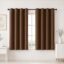 HOMEMONDE 100% True Blackout Curtains 5 Feet for Window 1 Piece - Faux Silk Blackout Thick Curtains, Room Privacy and Thermal Insulation 60 Inch - (Dark Brown, 152x166 CMs)