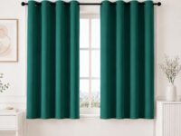 HOMEMONDE Premium Blackout Curtain for Window 5 Feet Single Pcs - Heavy Faux Silk Curtains for Living Room, Office, True Room Darkening and Thermal Insulation - (Deep Forest - 60 Inches)