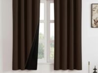 HOMEMONDE Window Curtains 5 Feet Pack of 2 - Thermal Insulation 100% True Blackout Curtain, Fade Resistant & Black Backing Drapes - (60 Inch, Dark Brown)