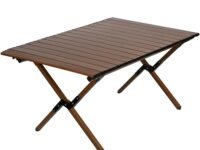 Hacer Lightweight Rectangular Folding Table Elegant Carbon Steel Roll Up Top with Carry Bag for Camping Picnic Home Kitchen