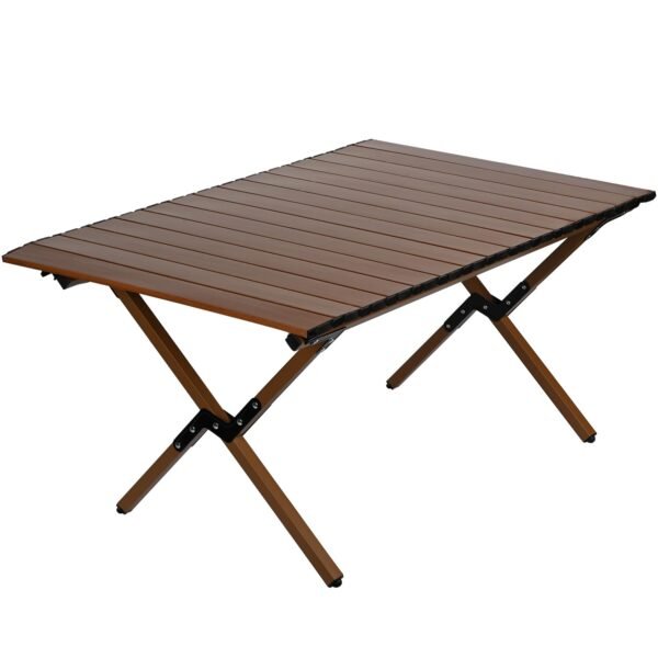 Hacer Lightweight Rectangular Folding Table Elegant Carbon Steel Roll Up Top with Carry Bag for Camping Picnic Home Kitchen