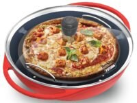 Hawkins Diecast 30 cm Nonstick Pizza Maker and Cake Baker with Glass Lid, Gas Oven, Pizza Oven Toaster Griller Tandoor Barbecue, Cake Baking Pan, Red (PIZZA)