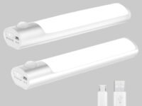 Hoteon Motion Sensor Light, USB Rechargeable Battery Closet Night Light, ON/AUTO/Off Modes, Built-in Motion Sensor and Magnet Stick for Wardrobe (Cold White, 2PCS), LED