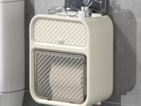 House of Quirk Punch-Free Paper Holder Wall-Mounted Toilet Toilet Paper Box Tissue Box Hand Carton Storage Rack Paper Extraction Box Light Luxury (Beige)