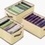 House of Quirk Set of 3 Wardrobe Clothes Organizer with Handle, Closet Drawer Organizers for Jeans Pants T-shirt Sweater Kids Clothes (6+7+9 Grids, Beige) (Fabric)