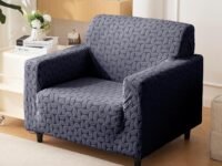 House of Quirk Universal Single Seater Jacquard Fabric Texture Sofa Cover 220 GSM Soft Touching Cover for Couch Flexible Stretch Sofa Slipcover ((Charcoal, 90-145CM))