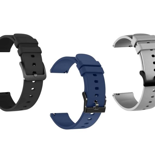 IIK COLLECTION 22mm Metal Strap and Silicone Strap for Smart Watches| combo pack of strap Compatible with Noise, Boat Xtend, Pebble, Boat, Boat Flash, Noise Color fit,Ultra Smart Watch & All Watches