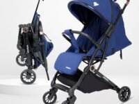 Infantso RIDE-X Premium Baby Stroller / Pram Auto Fold with 5 Points Safety Harness, Multi Level seat Recline & Spacious Cushioned seat, One-Hand Fold and 360° Rotating Wheels, Travel Friendly, Extendable Canopy, Adjustable Footrest, Shock Absorption Wheels, Lightweight Stroller for 0 to 3 Years (Blue)