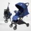 Infantso RIDE-X Premium Baby Stroller / Pram Auto Fold with 5 Points Safety Harness, Multi Level seat Recline & Spacious Cushioned seat, One-Hand Fold and 360° Rotating Wheels, Travel Friendly, Extendable Canopy, Adjustable Footrest, Shock Absorption Wheels, Lightweight Stroller for 0 to 3 Years (Blue)