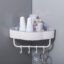 JIALTO ABS PLASTIC 1 Pcs Corner Shelf for Bathroom Wall Shelf for Bathroom Shampoo Conditioner, Wall Mount Organizer, Corner Shower Basket with 4 Hook, Adhesive Wall Shelves, White