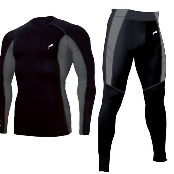 JUST RIDER Polyester Spandex Men's Sports Running Set Compression Shirt + Pants Skin-Tight Long Sleeves Quick Dry Fitness Tracksuit Gym Yoga Suits