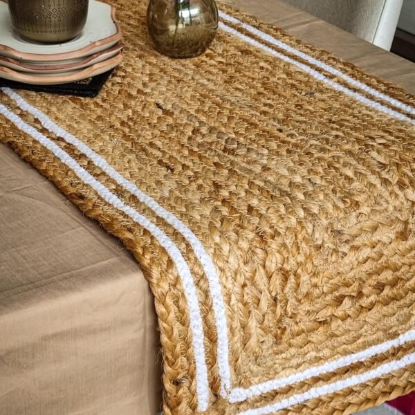 Jute Table Runner For 4 To 6 Seater Dining Table, Center Table, Coffee Table, Tv Unit, Console Table - Size 13 X 72 Inches - Set Of 1, Large