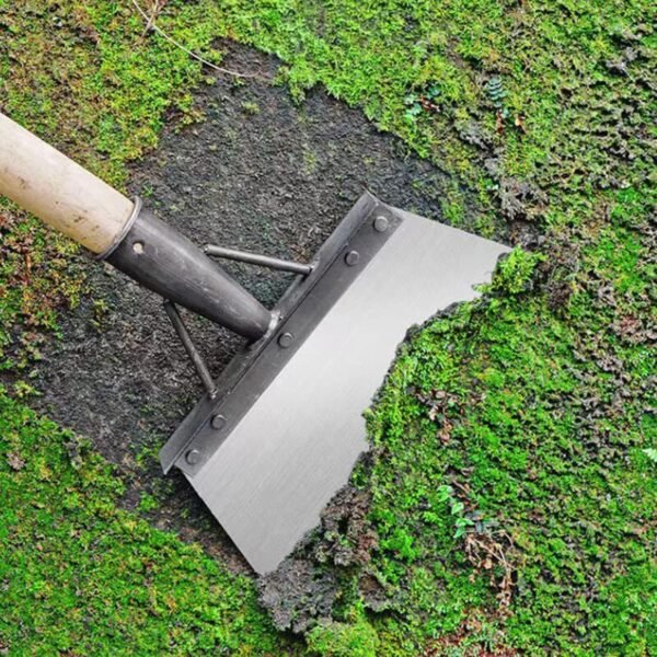 KRUFE® Heavy Duty Steel Cleaning Shovel with Long Handle | Multipurpose Garden Hoe & Scraper for Weeding Grass Removal Landscaping Mud Snow Outdoor Cleaning | Durable Metal Waste Remover Tool