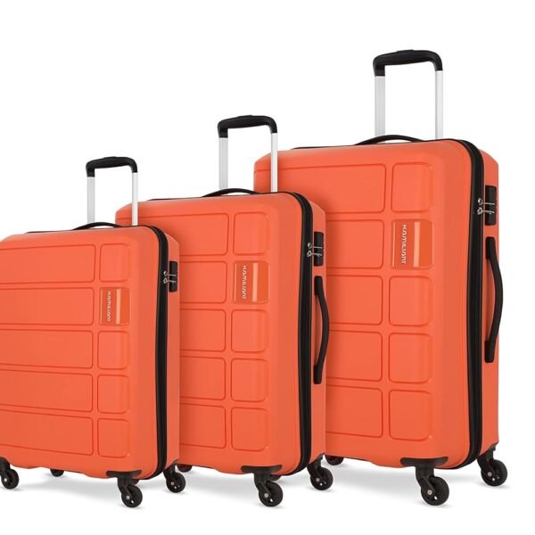 Kamiliant American Tourister Harrier|Trolley Bag Set of 3 (55+68+79cms) for Travel| Hard Case Polypropylene (PP) Suitcase|360° 4-Wheel Spinner Luggage Trolley|Combination Lock|Carrot Orange