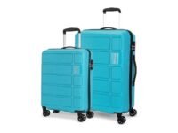 Kamiliant by American Tourister 2 Pc Harrier Edge 8W Set 56 Cm & 68 Cm - Small & Medium Polypropylene(PP) Hardside 8 Wheels Spinner Luggage Set/Trolley Bag Set (Coral Blue)