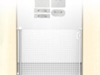 Kids Station Baby Retractable Safety Gate - Barrier Fence - Baby Proof Safety Gate for Door and Stairs - Auto Close - Retractable Mesh - Height 90cm or 2.9ft - Expandable to 180cm or 6ft (White)