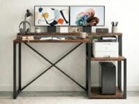 Klaxon Engineered Wood Iron Study Table with Drawer, Multi-Usage Laptop Desk & Home Office (Printo-FD, DIY Installation) (FD, Tek Printer)