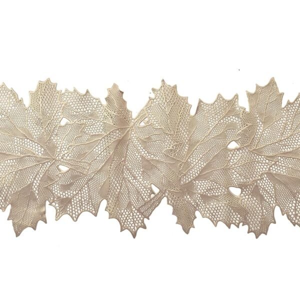 Kuber Industries Large Leaf Design Waterproof, Heat Resistant, Non-Slip, Easy to Clean Soft Leather Table Runner for Dining Table (Gold), Standard, HS43KUBMART026600