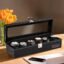 Kuber Industries Premium Faux Leather See Through 6 Slots Wrist Watch Organiser Box for Men & Women | Watch Storage Box Organizer | Watch Collection Box/Case/Holder | Black