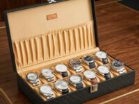 LEDO Men's and Women's Watch Box Organizer, Royal Black, 12 Slots | Holder Case