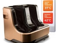 Lifelong LLM99 Foot, Corded Electric Massager for Calf and Leg , (With Heat and Vibration), 80W, 4 Motors, Dark Brown