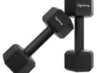 Lifelong PVC Hex Dumbbells Pack of 2 (5kg*2) Black Color for Home Gym Equipment Fitness Barbell|Gym Exercise|Home Workout, Gym Dumbbells|Dumbbells Weights for Men & Women (6 Months Warranty)