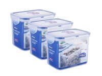 LocknLock Classics Tall Rectangular Plastic Airtight Food Storage Containers with Lid, 1 Liter, Set of 3, Leak-Proof Plastic Container For Kitchen, Fruits,Vegetables Containers for Fridge Organizer