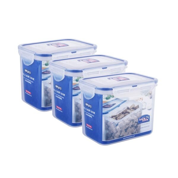 LocknLock Classics Tall Rectangular Plastic Airtight Food Storage Containers with Lid, 1 Liter, Set of 3, Leak-Proof Plastic Container For Kitchen, Fruits,Vegetables Containers for Fridge Organizer