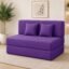 Los Angeles Foldable Two Seater Sofa Cum Bed, Sofa Bed 4 X 6 Feet Jute Fabric Washable Cover- Including Cushion Perfect for Living Room - Purple Color