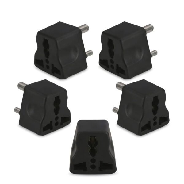 MX Universal 3 PIN Travel Adapter (Type D) India to USA UK China South Africa & More Conversion Plug for Home and Official use- Black (Pack of 5)