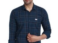 Majestic Man Slim Fit Cotton Casual Check Shirt for Men