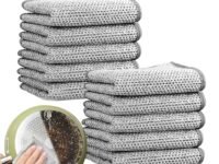 Maxoshine Non Scratch Dish Wash Cloth Scrubber for Utensils-Multipurpose Steel Wire Dishwashing Rag Cloth for Kitchen Use and Cleaning Non Stick Pans Ceramic Crockeries Fruits Vegetables (Pack of 10)
