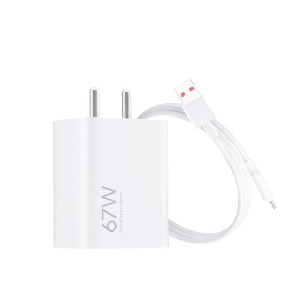 Mi Xiaomi Original 67W Fast Charger Combo/Rapid Charging with Qualcomm Quick Charge 3.0. Includes USB Type-C 6A Fast Charge Cable. Compatable with mobiles, laptops, and Power Banks (White)
