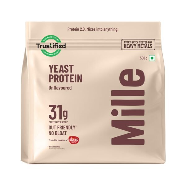 Mille Yeast Protein | 31g Protein | Unflavoured | Made with Fermented Yeast Protein Powder | No Bloat, Vegan, Heat-Stable | Has All 9 Essential Amino Acids | Mixes into Any Dish | 500g